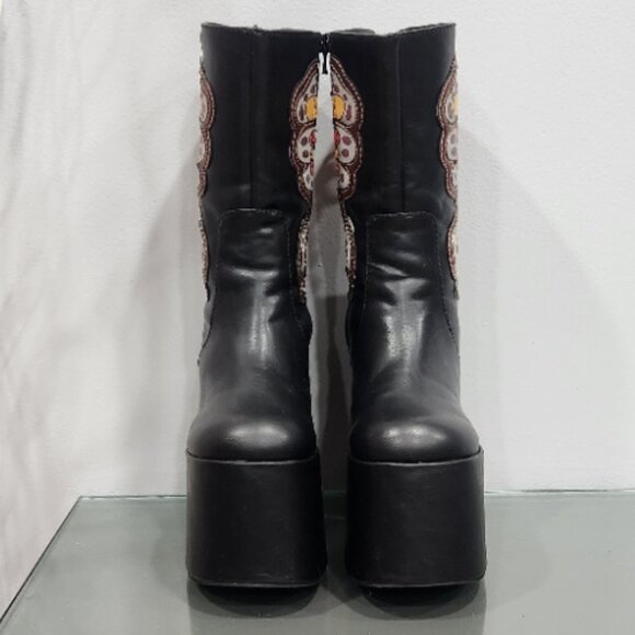 π¦π₯πUBER GORGE!ππ¦π₯70's Inspired Studio 54 Butterfly Chunky Platform Boots - Picture 3 of 13